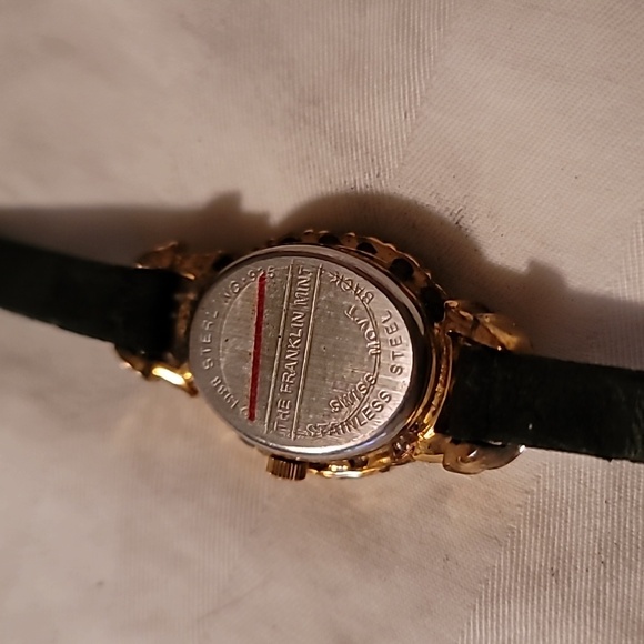 Vintage Franklin Mint Sterling Cubic Zirconia Fancy Womens Watch MOP Face‎ Black main image 10